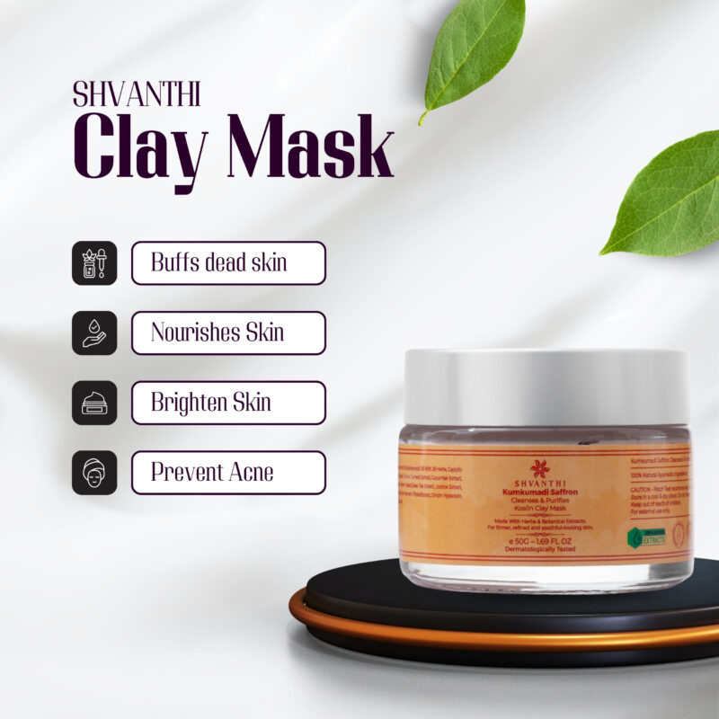 Kumkumadi Saffron Purifying Revitalizing Face Clay Mask- 50G - Image 7
