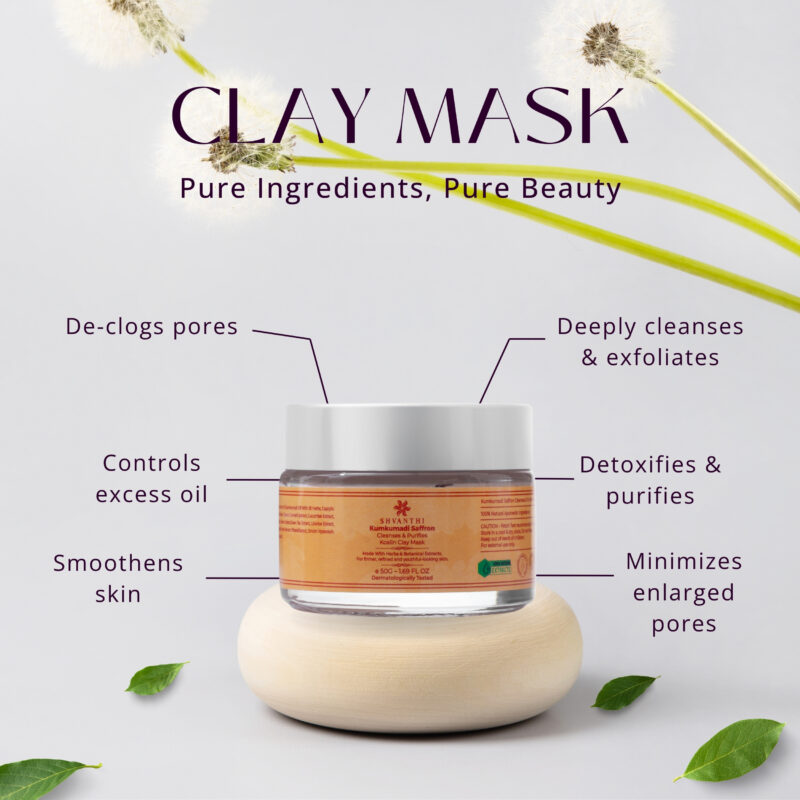 Kumkumadi Saffron Purifying Revitalizing Face Clay Mask- 50G - Image 8